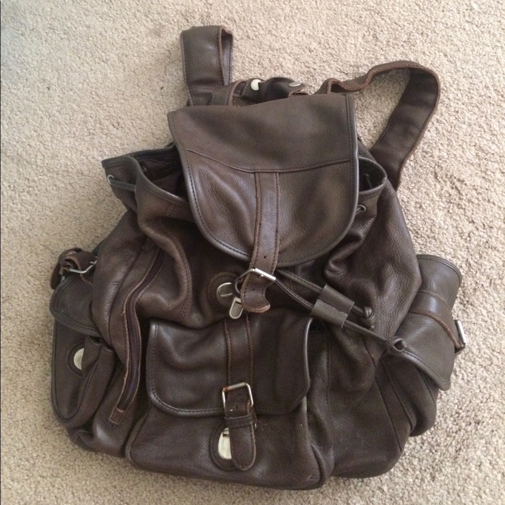 Cowhide leather backpack